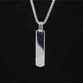 Polished silver stainless steel rectangular pendant necklace with box chain for men - Silver Color Pendant with Chain