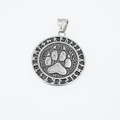 Vintage Viking bear paw pendant necklace in stainless steel with Nordic rune engraving - Pendant Only (No Chain)
