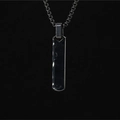 Minimalist black stainless steel vertical bar pendant necklace with sleek box chain - Black Pendant with Chain as Pictured