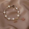 Bracciale perle d'acqua dolce fatto a mano con ciondolo a ciliegia in cristallo rosa - 13# Bracciale Pendente Ciliegia