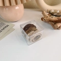 Neutral earth tone seamless hair ties set in a clear acrylic storage container box - Milk Coffee Series