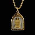 Goldener hohler Anhänger aus Titanstahl mit Kette und buddhistischer Gottesfigur - Gold Tausendhändige Avalokitesvara (Ratte) / Anhänger Und Kette