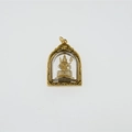 Goldener hohlgeschnittener Titanstahl Tierkreis-Schutzbuddha-Anhänger mit transparenter Hülle - Gold Akasagarbha (Tiger) / Nur Anhänger (Keine Kette)