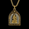 Goldene Halskette aus Titanstahl mit einem religiösen buddhistischen Anhänger - Gold Akasagarbha (Tiger) / Anhänger Und Kette