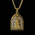 Goldener Buddhistischer Guanyin-Anhänger mit wasserdichter Hülle und Goldkette - Gold Samantabhadra (Drache/Schlange) / Anhänger Und Kette