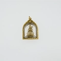 Goldener hohler Titanstahl-Anhänger mit buddhistischer Gottheit und Hakenkreuz-Gravur - Gold Mahasthamaprapta (Pferd) / Nur Anhänger (Keine Kette)