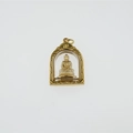 Goldener hohler Titanstahl Buddha Anhänger mit aufwendiger Tierkreiszeichen-Schutzschnitzerei - Gold Vairocana (Ziege/Affe) / Nur Anhänger (Keine Kette)