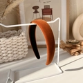 Detail of caramel velvet padded headband showing soft texture and non-slip inner lining - Caramel Orange Velvet (3# 17882C)