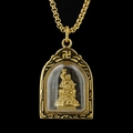 Goldener Buddha-Anhänger aus Titanstahl mit filigranem Hohlbogen und Schutzgottheit - Gold Acala (Hahn) / Anhänger Und Kette