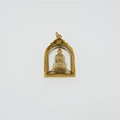 Goldener Buddha-Anhänger mit Schutzhülle und dekorativem Haken aus Edelstahl für Herren - Gold Amitabha (Hund/Schwein) / Nur Anhänger (Keine Kette)
