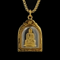 Vergoldeter buddhistischer Buddha-Anhänger mit Rundboxkette und transparenter Schutzhülle - Gold Amitabha (Hund/Schwein) / Anhänger Und Kette