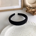 Detail showing the textured black fabric and Hand Made stamp on the thick headband inner - Black Coarse Texture Fabric (17481E)
