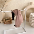 Detail of light pink plush sponge headband with twisted knot and fine stitching - Bean Paste Pink Knot