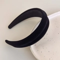 Detailed close-up of a padded black velvet headband showcasing fine fabric texture - Black Velvet Thick Padded (27392E)