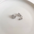 Minimalist silver ear clip converter with transparent silicone pads for non-pierced ears - Platinum Triangle Bead Clip