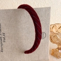 Detailed macro view of the vintage burgundy velvet headband with elegant striped texture - Burgundy Gray Pinstripe Style (6# 27523A)