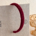 Detailed close-up of retro burgundy plush knit headband with soft mohair texture - Burgundy Plush Woven Autumn Winter Style (22# 27651A)