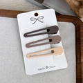 Three-piece set of matte brown and beige hollow water drop hair clips on white card - Water Drop Style (22280B)