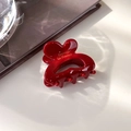Detalle de la pinza para el pelo roja con texto dorado Barrette la France grabado - Rojo