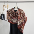 Écharpe longue ethnique à imprimé paisley marron rouge pour l'automne et l'hiver - Marron
