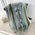Écharpe élégante en coton lin vert Morandi avec des motifs équestres classiques - 180cmx85cm / Vert