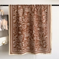 Brown paisley silk scarf for women featuring floral patterns and elegant drape style - Khaki (LM435) / 180*85CM
