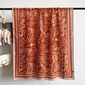 Rust red ethnic paisley patterned lightweight scarf with delicate floral detailing - Orange (LM435) / 180*85CM