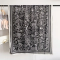 Elegant black and white paisley shawl featuring intricate ethnic cashew flower patterns - Black (LM435) / 180*85CM