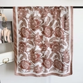 Schal aus Baumwolle und Leinen mit Blumenmuster in Beige und Braun für Damen - 180x85cm / Lotosrosa