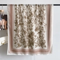 Franse vintage beige sjaal met bruine bloemenprints en katoen-linnen textuur - 180cm x 85cm / Lichtroze
