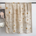 Katoenen linnen sjaal met bloemenprint in nevelblauw en beige voor de herfst en winter - Beige