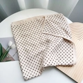 Elegant lotus purple polka dot scarf on white table with tulip card and wooden decor - 65*65cm / Beige