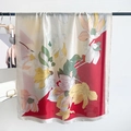 Langer Seidenschal in Beige mit roten geometrischen Mustern und Magnolienblüten - 180*90CM / Rot