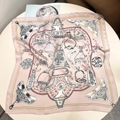 Elegant mulberry silk square scarf featuring black and white horse bridle patterns on pink fabric - 53x53 / Pink Stirrup