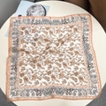 Silk square scarf featuring vintage paisley floral patterns in beige and champagne tones - 53x53 / Beige Floral Satin