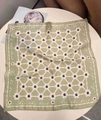 Green silk square scarf with floral diamond pattern and All the Best script design - 53x53 / Green with Flower