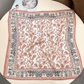 Luxurious 100% silk square scarf featuring pink floral patterns and paisley borders - 53x53 / Lotus Pink Floral Satin
