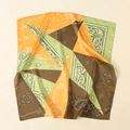 Detail of satin square scarf with geometric paisley patterns and silky texture - Paisley Geometric Patchwork Style-Green (58FJ28-4)