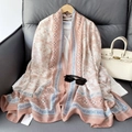 Ethno-Schal im Boho-Stil aus Baumwoll-Leinen in Rosa und Weiß mit floralem Muster - Hellrosa
