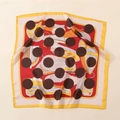 Macro shot of satin square scarf featuring geometric prints and elegant silk-like texture - Sailboat Dot Paisley Style-Yellow (58FJ25-3)