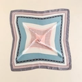 Foulard in raso 70 cm con motivi geometrici grigio-viola, rosa e blu con finitura tipo seta - 70*70cm / Grigio Rosa