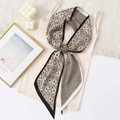 Detail of vintage paisley and checkerboard silk scarf on elegant background - One Size / Patchwork Black Pattern (XJPD54-2)