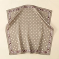 Foulard en satin marguerite avec bordure cachemire et motifs floraux marron - Kaki (58FJ10-2)
