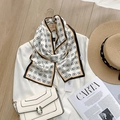 Sciarpa sottile in seta stile vintage con stampa farfalle e bordi a contrasto - Farfalla Bianco