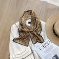 Sciarpa in seta vintage francese con motivi geometrici su un blazer bianco - Cerchi Geometrici Cachi
