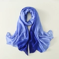 Close-up of elegant gradient blue silk scarf with smooth texture and soft pearl luster - 180x90cm / Blue Gradient (JBXSD02)