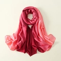 Close-up of pink gradient satin scarf showing soft silk texture and glossy fabric finish - 180x90cm / Pink-Red Gradient (JBXSD05)