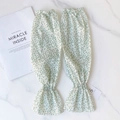 Floral chiffon sun protection arm sleeves with elastic cuffs and ruffle detail - Broken Leaf