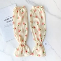 Floral print chiffon sun protection arm sleeves with elastic ruffles in beige - Begonia