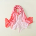 Pink and white gradient satin silk scarf with an elegant long wrap shawl design - 180x90cm / Pink White Gradient (JBXSD17)